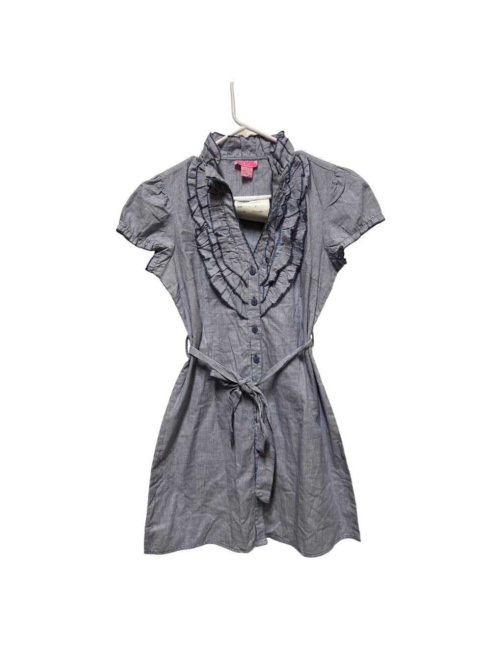 She's Cool NWT Cute Lightweight blue/white stripe ruffle Dress Teen Size Medium
